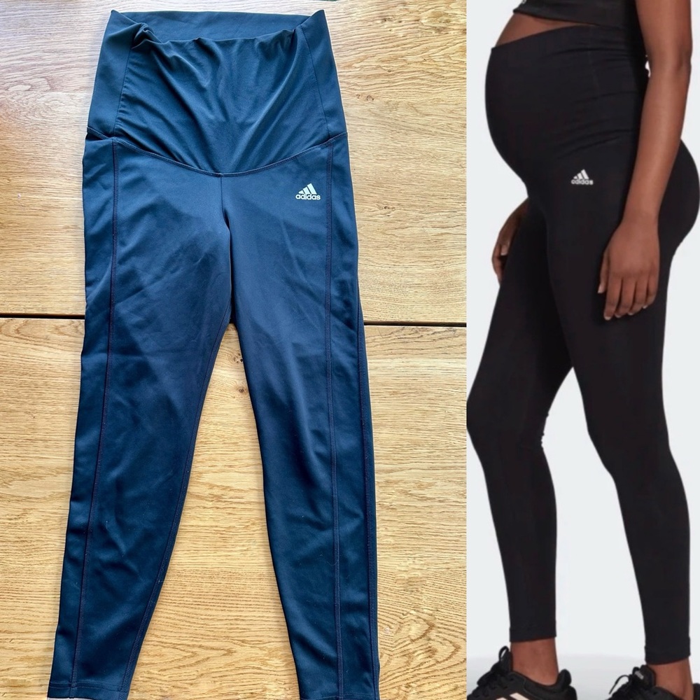 Adidas Black Maternity Over The Belly High Rise Prime Green, Aero Ready Leggings